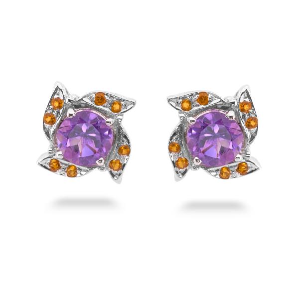 Boucles d'oreilles amethyste, citrine argent Estella